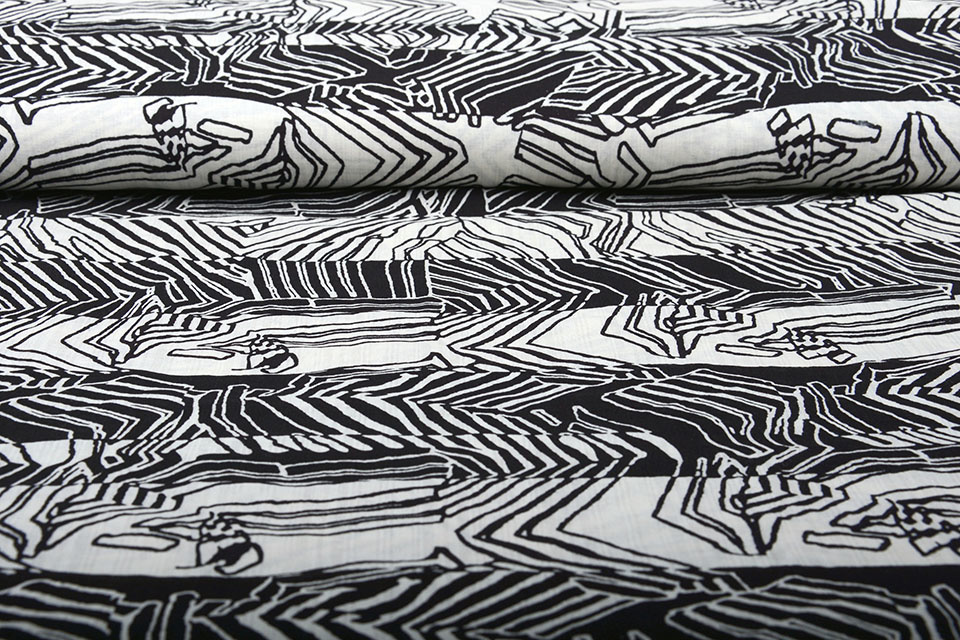 Cotton Viscose Zebra Black White