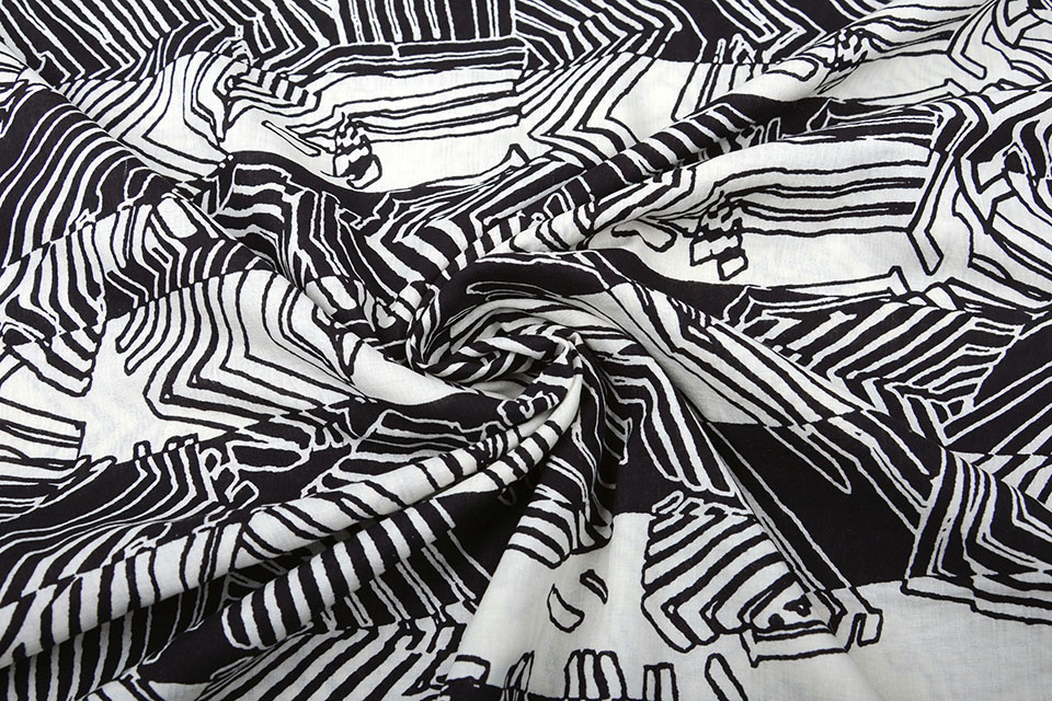 Cotton Viscose Zebra Black White