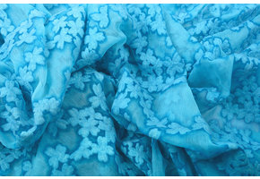 Geborduurd Chiffon Aurora Blauw