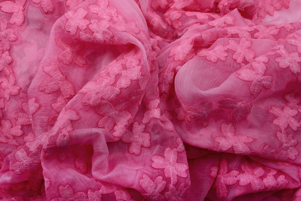 Geborduurd Chiffon Aurora Roze