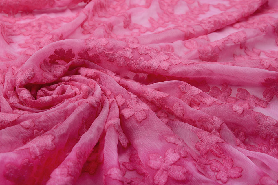 Geborduurd Chiffon Aurora Roze
