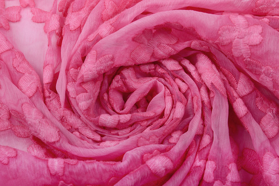 Geborduurd Chiffon Aurora Roze