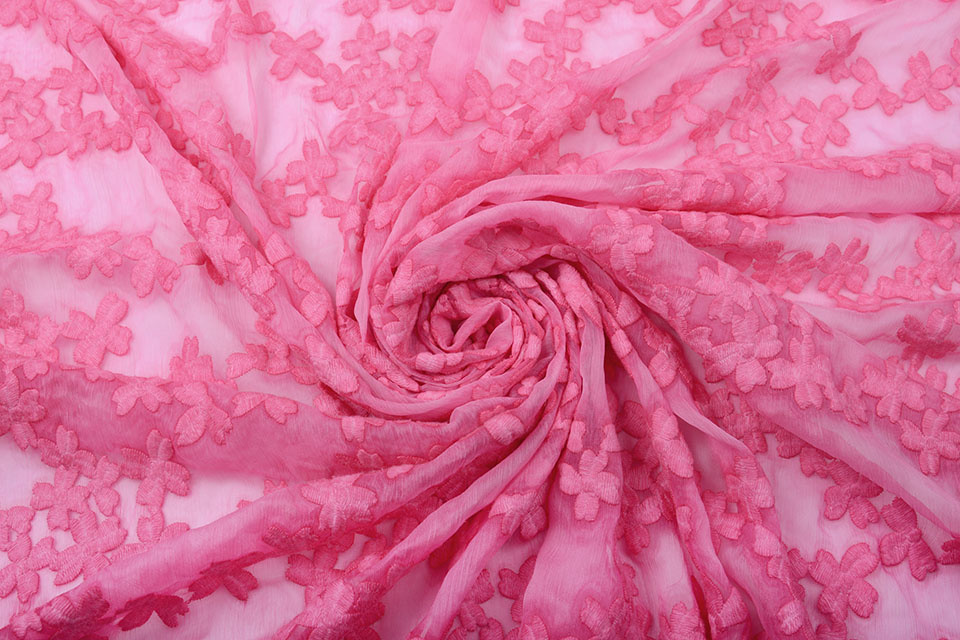 Geborduurd Chiffon Aurora Roze