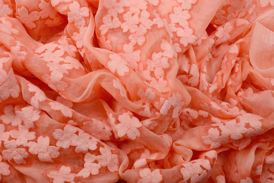 Bestickt Chiffon Aurora Pfirsich