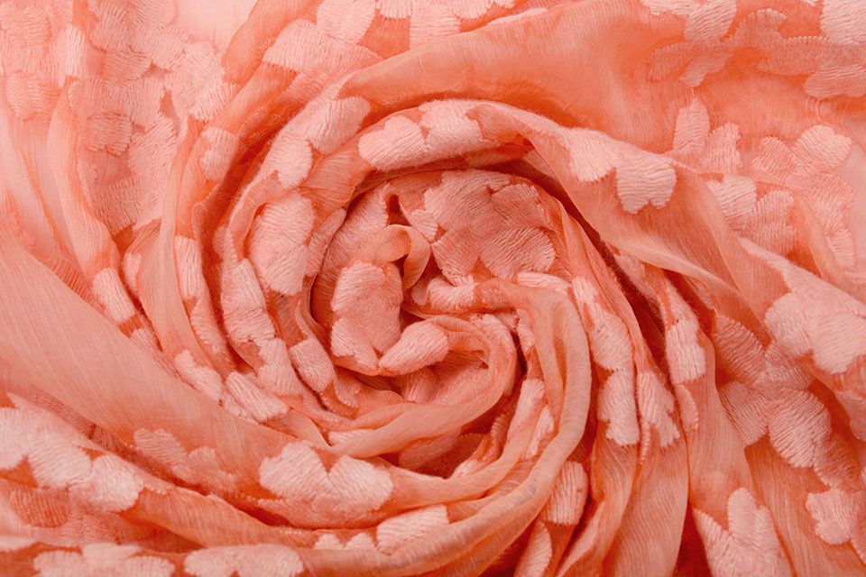 Geborduurd Chiffon Aurora Peach