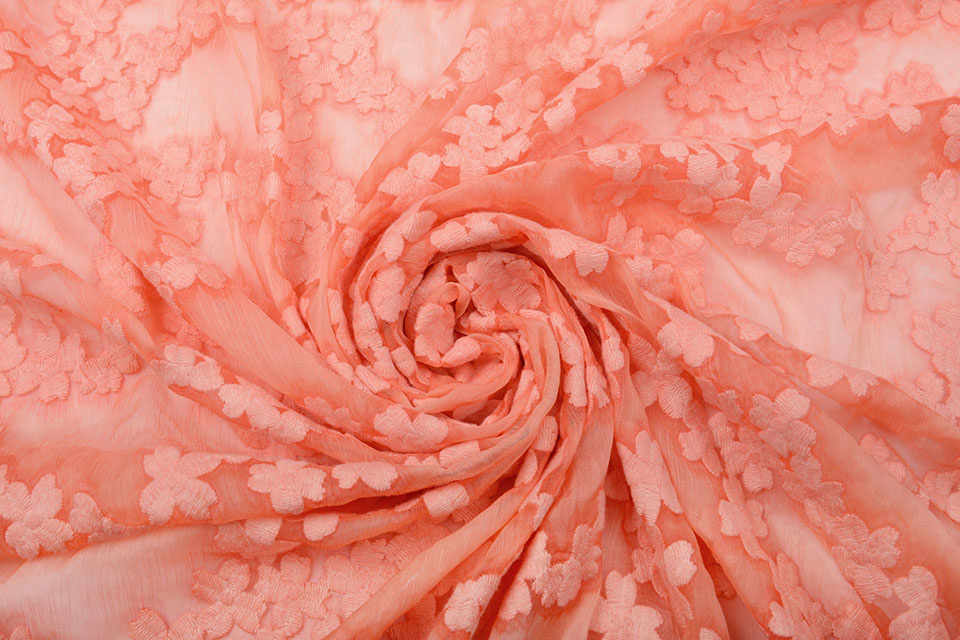 Bestickt Chiffon Aurora Pfirsich