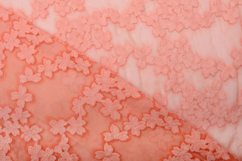 Bestickt Chiffon Aurora Pfirsich