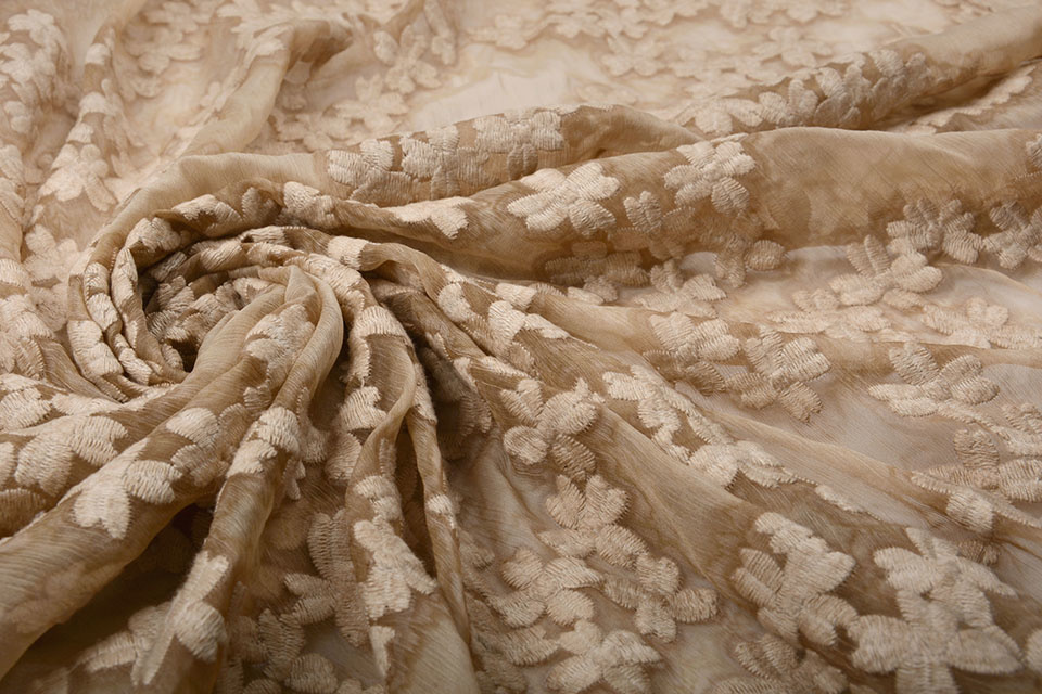 Embroidered Chiffon Aurora Sand