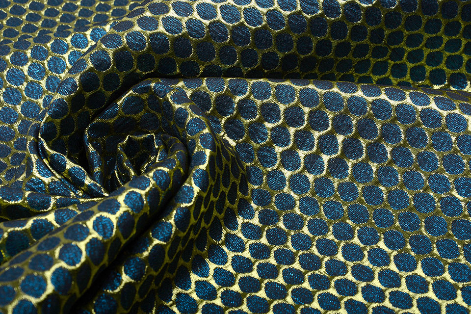 Brocade Large Dot Sea Green Gold