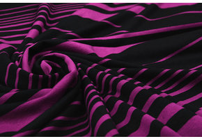 Viscose Jersey Variable  Stripes Cyclamen Black