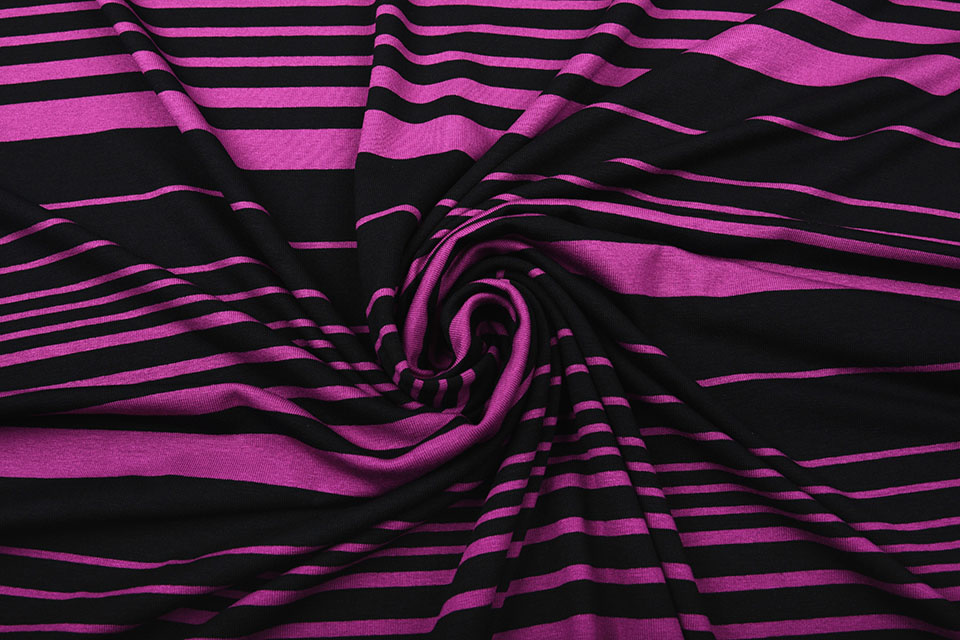 Viscose Jersey Variable Stripes Cyclaam Black