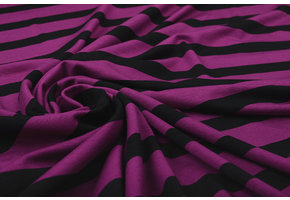Viscose Jersey Brede Strepen Cyclaam Zwart