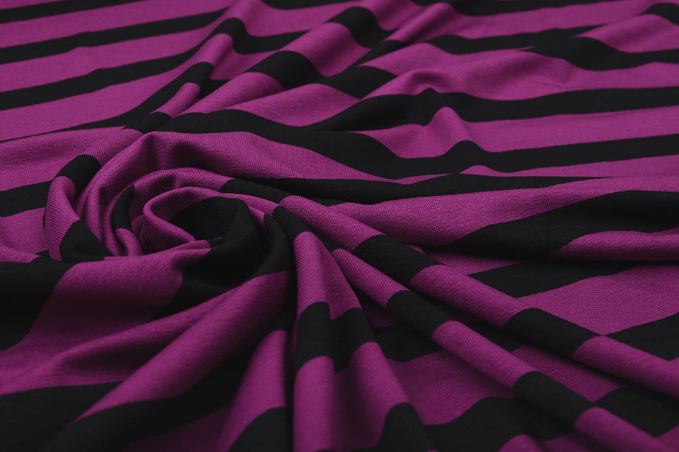 Viscose Jersey Wide Stripes Cyclaam Black