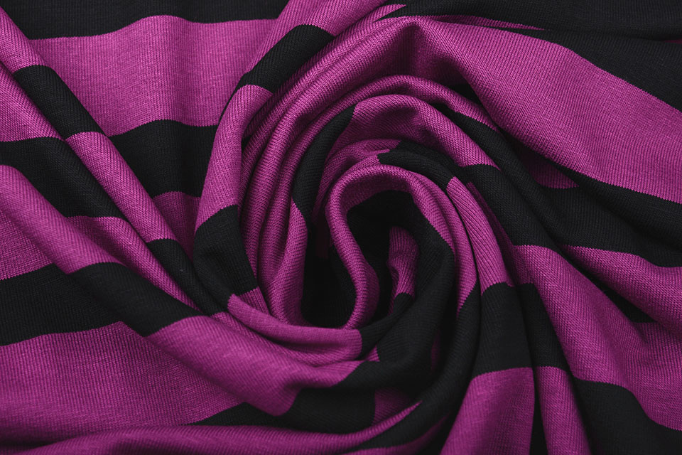 Viscose Jersey Wide Stripes Cyclaam Black