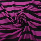 Viscose Jersey Wide Stripes Cyclamen Black