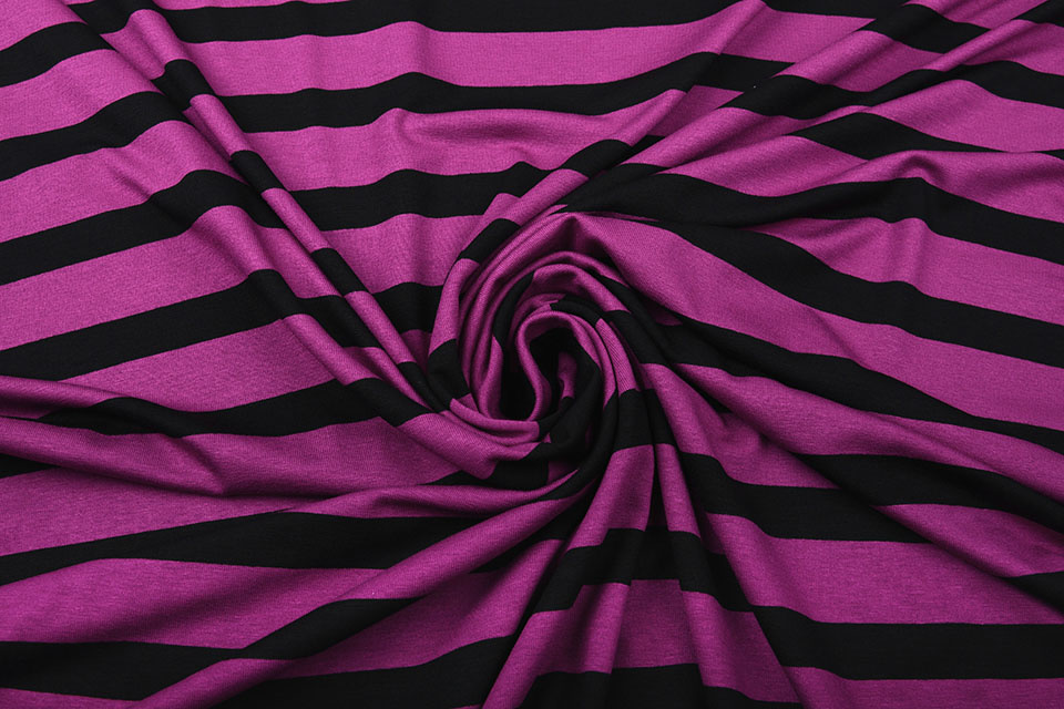 Viscose Jersey Wide Stripes Cyclaam Black