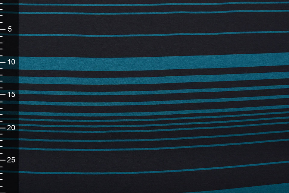 Viscose Jersey Variabele Strepen Petrol Zwart