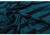 Viscose Jersey Wide Stripes Petrol Black