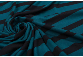 Viskose Jersey Breite Streifen Petrol Schwarz