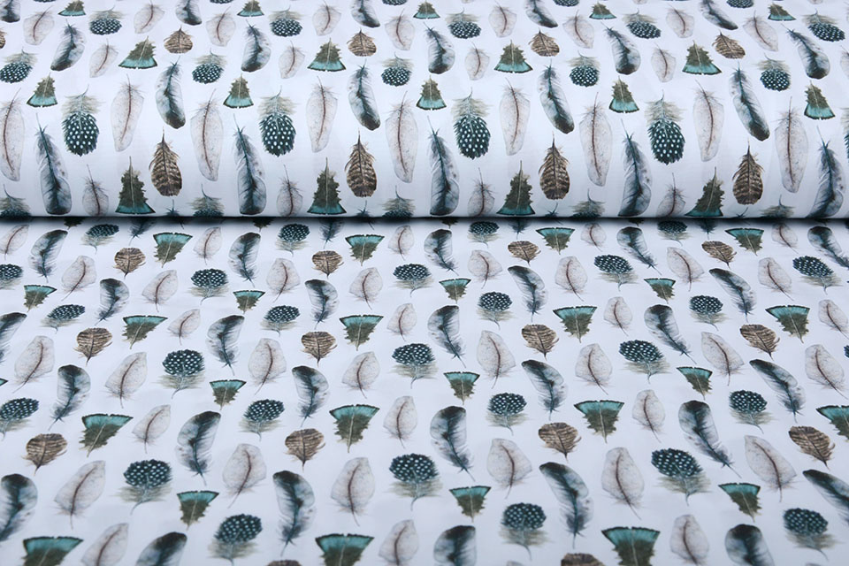 100% Digital Cotton Gashina Feather White
