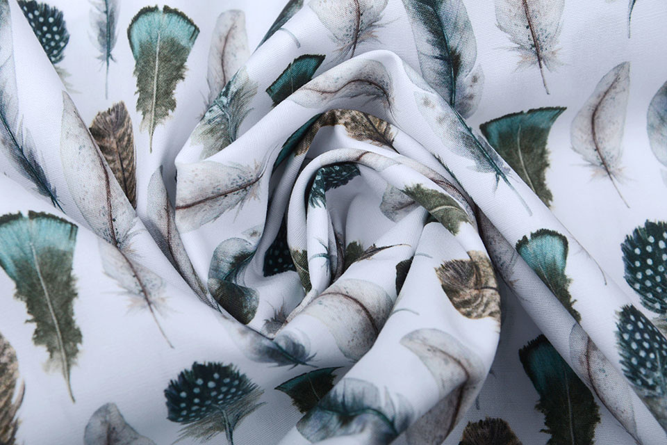 100% Digital Cotton Gashina Feather White