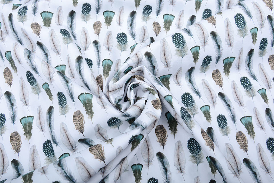 100% Digital Cotton Gashina Feather White
