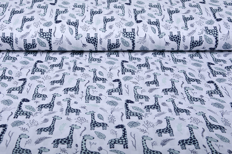 100% Digitaal Katoen Baby Giraffe Blauw