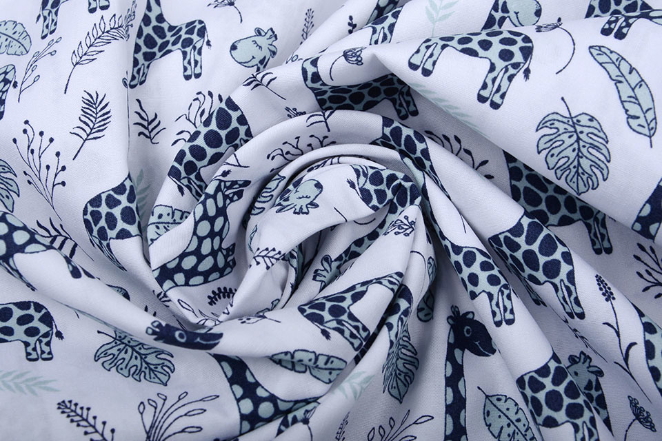 100% Digitaal Katoen Baby Giraffe Blauw
