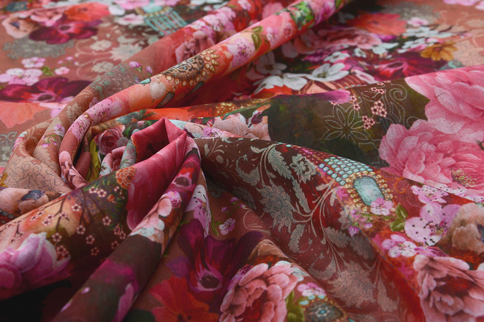 100% Voile Cotton Flowers Pink