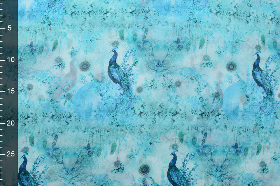 100% Voile Cotton Peacock Light Blue