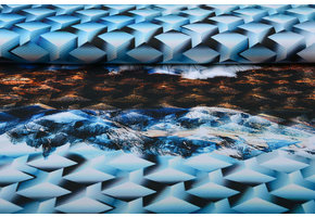 Digital Panel Scuba Crepe Mountains Landscape