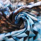 Digital Panel Scuba Crepe Mountains Landscape