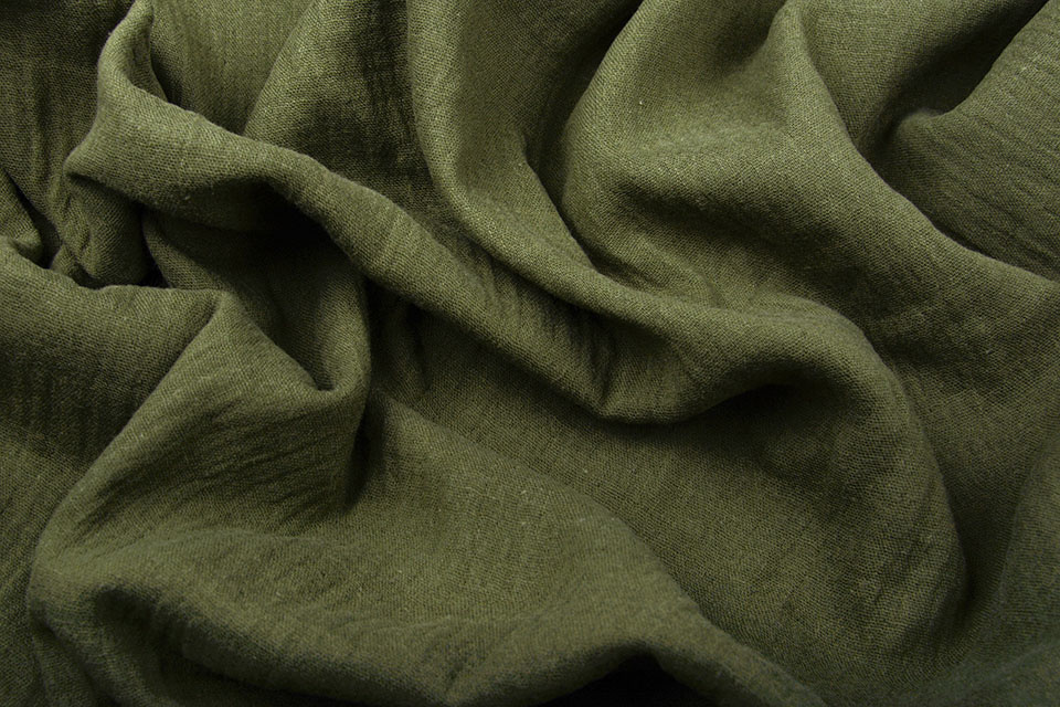 Double Gauze Fabric Dark Army Green