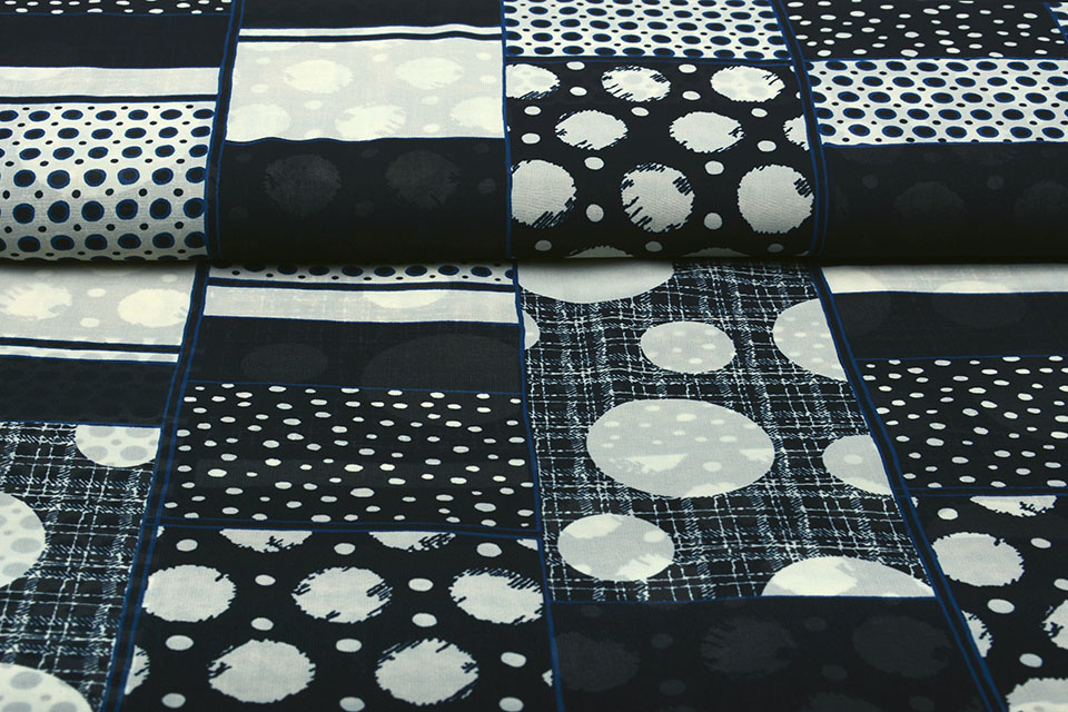 100% Voile Vlakken en Bollen Marine Creme