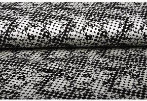 Digital Baumwoll Stretch Spots Schwarz Weiß