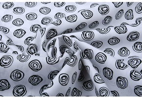 100% Digitaal Katoen Circle Swirl Wit