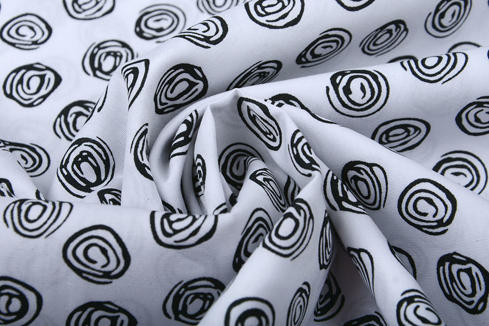 100% Digitaal Katoen Circle Swirl Wit