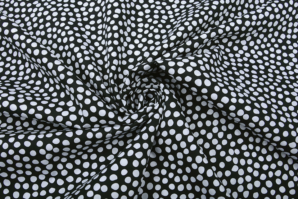 100% Digital Cotton Spots Black White - YES Fabrics