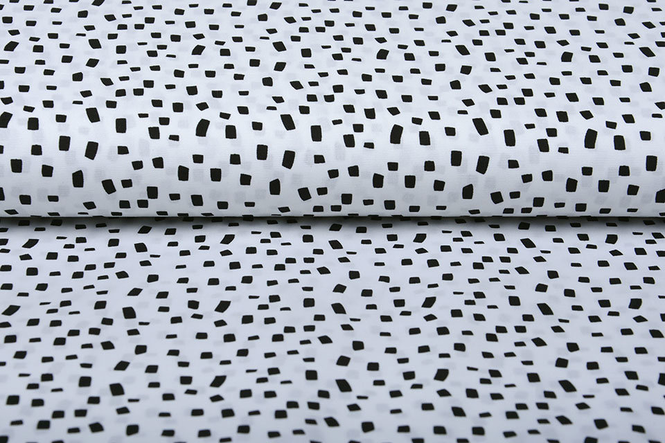 100% Digital Cotton Squares White Black