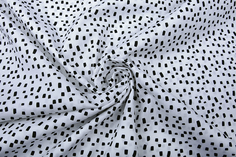 100% Digital Cotton Squares White Black