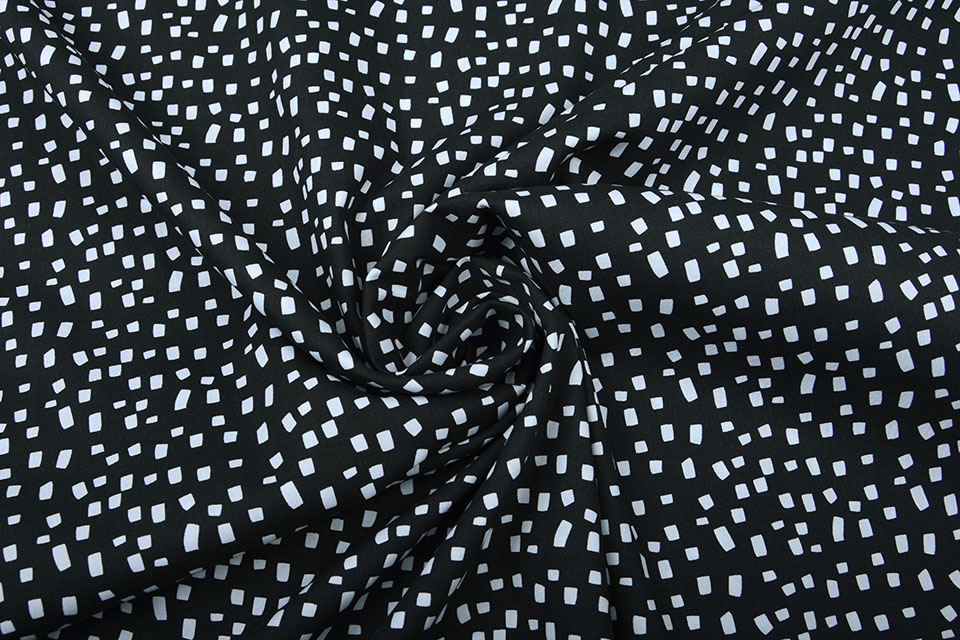 100% Digital Cotton Squares Black White
