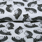 100% Digital Cotton Cat White Black