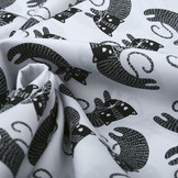 100% Digitaal Katoen Cat Wit Zwart