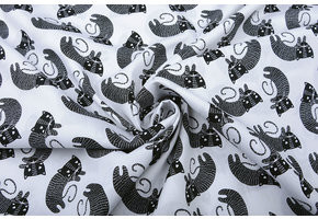 100% Digital Cotton Cat White Black