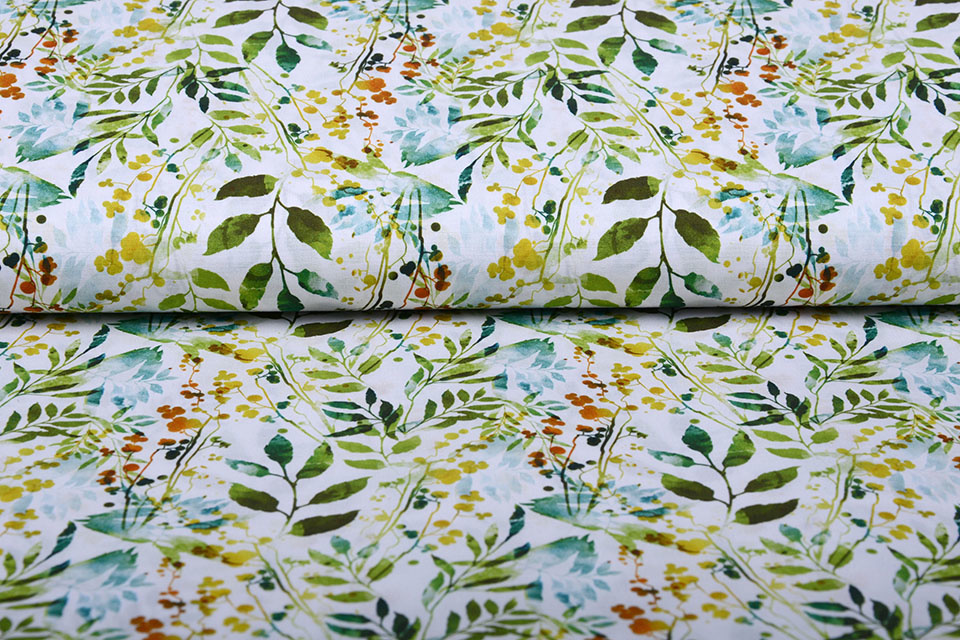 100% Digital Cotton Leaves Green