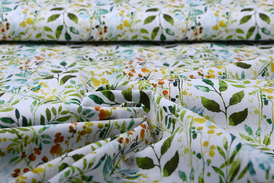 100% Digital Cotton Leaves Green