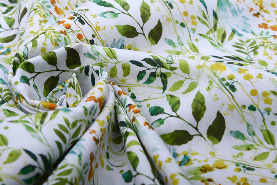 100% Digital Cotton Leaves Green