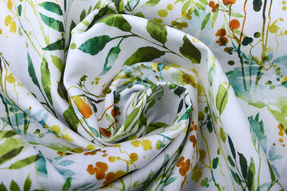 100% Digital Cotton Leaves Green
