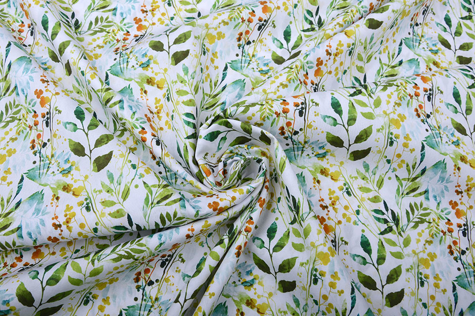 100% Digital Cotton Leaves Green
