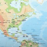 Digital Panel Stretch Cotton World Map Blue